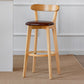 Nordic Solid Wood Bar Stools Upholstered Indoor Bar Stool with Natural Base Brown 1 Piece Clearhalo 'Bar Furniture' 'Bar Stools' 'bar_stools' 'furn' 'furn_bar_stools' 'Furniture' 'Kitchen & Dining Furniture' 7322032