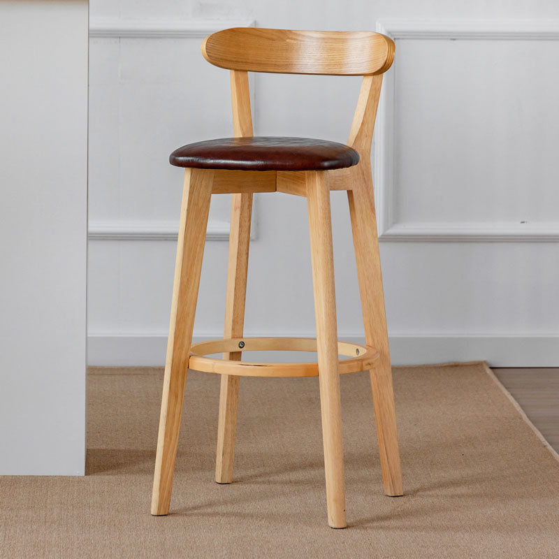 Nordic Solid Wood Bar Stools Upholstered Indoor Bar Stool with Natural Base Brown 1 Piece Clearhalo 'Bar Furniture' 'Bar Stools' 'bar_stools' 'furn' 'furn_bar_stools' 'Furniture' 'Kitchen & Dining Furniture' 7322032