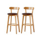 Nordic Solid Wood Bar Stools Upholstered Indoor Bar Stool with Natural Base Brown 2 Piece Set Clearhalo 'Bar Furniture' 'Bar Stools' 'bar_stools' 'furn' 'furn_bar_stools' 'Furniture' 'Kitchen & Dining Furniture' 7322033