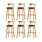 Nordic Solid Wood Bar Stools Upholstered Indoor Bar Stool with Natural Base Brown 6 Piece Set Clearhalo 'Bar Furniture' 'Bar Stools' 'bar_stools' 'furn' 'furn_bar_stools' 'Furniture' 'Kitchen & Dining Furniture' 7322035