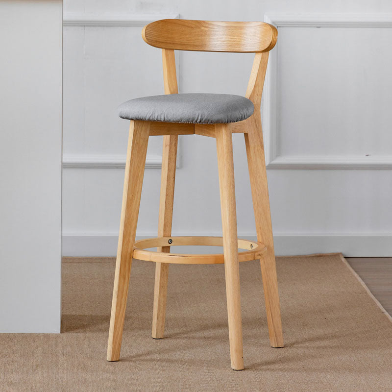 Nordic Solid Wood Bar Stools Upholstered Indoor Bar Stool with Natural Base Light Gray 1 Piece Clearhalo 'Bar Furniture' 'Bar Stools' 'bar_stools' 'furn' 'furn_bar_stools' 'Furniture' 'Kitchen & Dining Furniture' 7322037