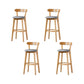 Nordic Solid Wood Bar Stools Upholstered Indoor Bar Stool with Natural Base Light Gray 4 Piece Set Clearhalo 'Bar Furniture' 'Bar Stools' 'bar_stools' 'furn' 'furn_bar_stools' 'Furniture' 'Kitchen & Dining Furniture' 7322039