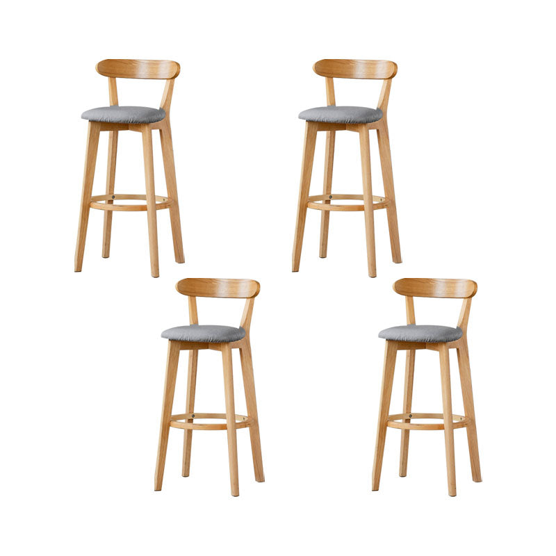 Nordic Solid Wood Bar Stools Upholstered Indoor Bar Stool with Natural Base Light Gray 4 Piece Set Clearhalo 'Bar Furniture' 'Bar Stools' 'bar_stools' 'furn' 'furn_bar_stools' 'Furniture' 'Kitchen & Dining Furniture' 7322039