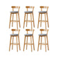 Nordic Solid Wood Bar Stools Upholstered Indoor Bar Stool with Natural Base Light Gray 6 Piece Set Clearhalo 'Bar Furniture' 'Bar Stools' 'bar_stools' 'furn' 'furn_bar_stools' 'Furniture' 'Kitchen & Dining Furniture' 7322040
