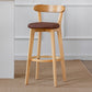 Nordic Solid Wood Bar Stools Upholstered Indoor Bar Stool with Natural Base Coffee 1 Piece Clearhalo 'Bar Furniture' 'Bar Stools' 'bar_stools' 'furn' 'furn_bar_stools' 'Furniture' 'Kitchen & Dining Furniture' 7322042