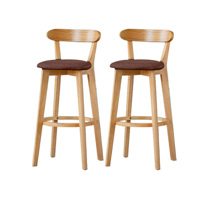 Nordic Solid Wood Bar Stools Upholstered Indoor Bar Stool with Natural Base Coffee 2 Piece Set Clearhalo 'Bar Furniture' 'Bar Stools' 'bar_stools' 'furn' 'furn_bar_stools' 'Furniture' 'Kitchen & Dining Furniture' 7322043