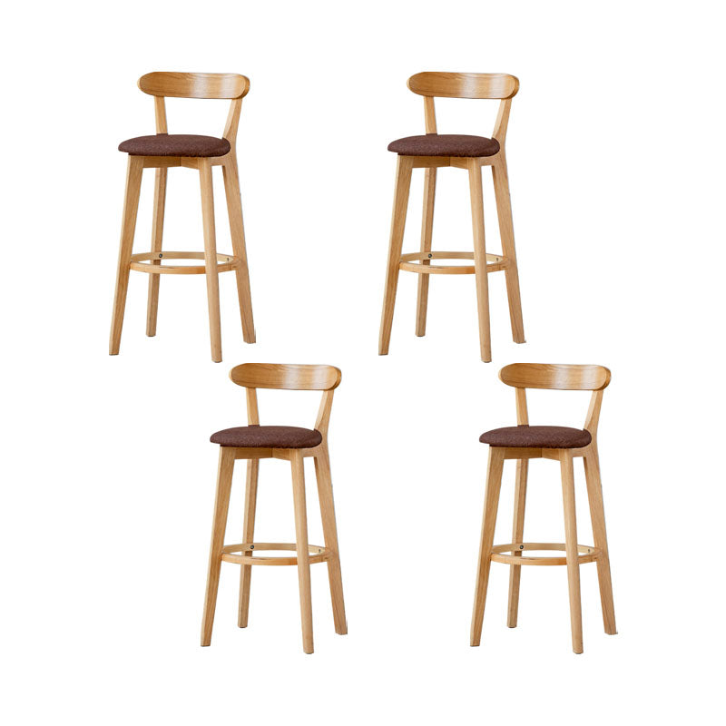 Nordic Solid Wood Bar Stools Upholstered Indoor Bar Stool with Natural Base Coffee 4 Piece Set Clearhalo 'Bar Furniture' 'Bar Stools' 'bar_stools' 'furn' 'furn_bar_stools' 'Furniture' 'Kitchen & Dining Furniture' 7322044
