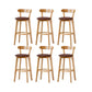 Nordic Solid Wood Bar Stools Upholstered Indoor Bar Stool with Natural Base Coffee 6 Piece Set Clearhalo 'Bar Furniture' 'Bar Stools' 'bar_stools' 'furn' 'furn_bar_stools' 'Furniture' 'Kitchen & Dining Furniture' 7322045