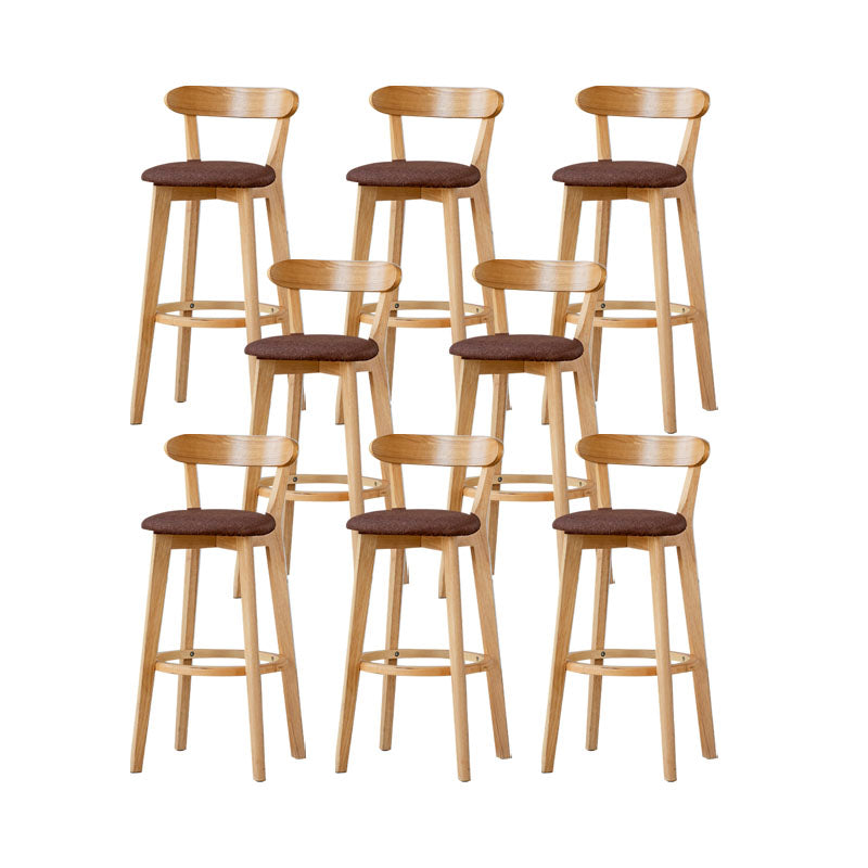 Nordic Solid Wood Bar Stools Upholstered Indoor Bar Stool with Natural Base Coffee 8 Piece Set Clearhalo 'Bar Furniture' 'Bar Stools' 'bar_stools' 'furn' 'furn_bar_stools' 'Furniture' 'Kitchen & Dining Furniture' 7322046
