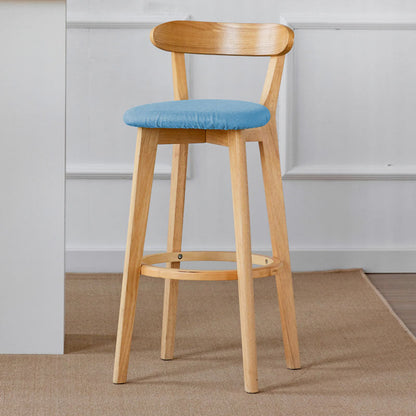 Nordic Solid Wood Bar Stools Upholstered Indoor Bar Stool with Natural Base Light Blue 1 Piece Clearhalo 'Bar Furniture' 'Bar Stools' 'bar_stools' 'furn' 'furn_bar_stools' 'Furniture' 'Kitchen & Dining Furniture' 7322047