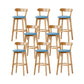 Nordic Solid Wood Bar Stools Upholstered Indoor Bar Stool with Natural Base Light Blue 8 Piece Set Clearhalo 'Bar Furniture' 'Bar Stools' 'bar_stools' 'furn' 'furn_bar_stools' 'Furniture' 'Kitchen & Dining Furniture' 7322051