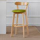 Nordic Solid Wood Bar Stools Upholstered Indoor Bar Stool with Natural Base Green 1 Piece Clearhalo 'Bar Furniture' 'Bar Stools' 'bar_stools' 'furn' 'furn_bar_stools' 'Furniture' 'Kitchen & Dining Furniture' 7322052