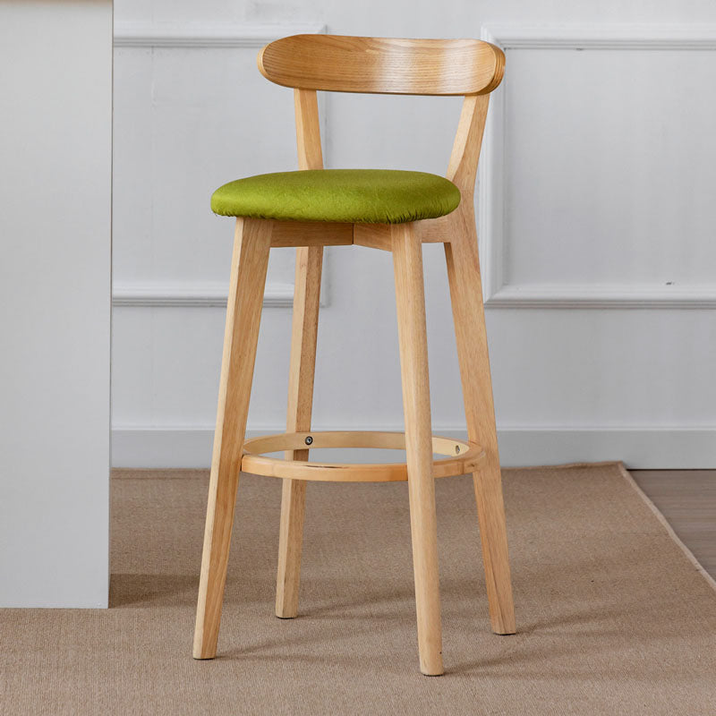 Nordic Solid Wood Bar Stools Upholstered Indoor Bar Stool with Natural Base Green 1 Piece Clearhalo 'Bar Furniture' 'Bar Stools' 'bar_stools' 'furn' 'furn_bar_stools' 'Furniture' 'Kitchen & Dining Furniture' 7322052