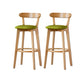 Nordic Solid Wood Bar Stools Upholstered Indoor Bar Stool with Natural Base Green 2 Piece Set Clearhalo 'Bar Furniture' 'Bar Stools' 'bar_stools' 'furn' 'furn_bar_stools' 'Furniture' 'Kitchen & Dining Furniture' 7322053