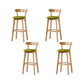 Nordic Solid Wood Bar Stools Upholstered Indoor Bar Stool with Natural Base Green 4 Piece Set Clearhalo 'Bar Furniture' 'Bar Stools' 'bar_stools' 'furn' 'furn_bar_stools' 'Furniture' 'Kitchen & Dining Furniture' 7322054