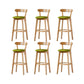 Nordic Solid Wood Bar Stools Upholstered Indoor Bar Stool with Natural Base Green 6 Piece Set Clearhalo 'Bar Furniture' 'Bar Stools' 'bar_stools' 'furn' 'furn_bar_stools' 'Furniture' 'Kitchen & Dining Furniture' 7322055
