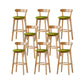 Nordic Solid Wood Bar Stools Upholstered Indoor Bar Stool with Natural Base Green 8 Piece Set Clearhalo 'Bar Furniture' 'Bar Stools' 'bar_stools' 'furn' 'furn_bar_stools' 'Furniture' 'Kitchen & Dining Furniture' 7322056
