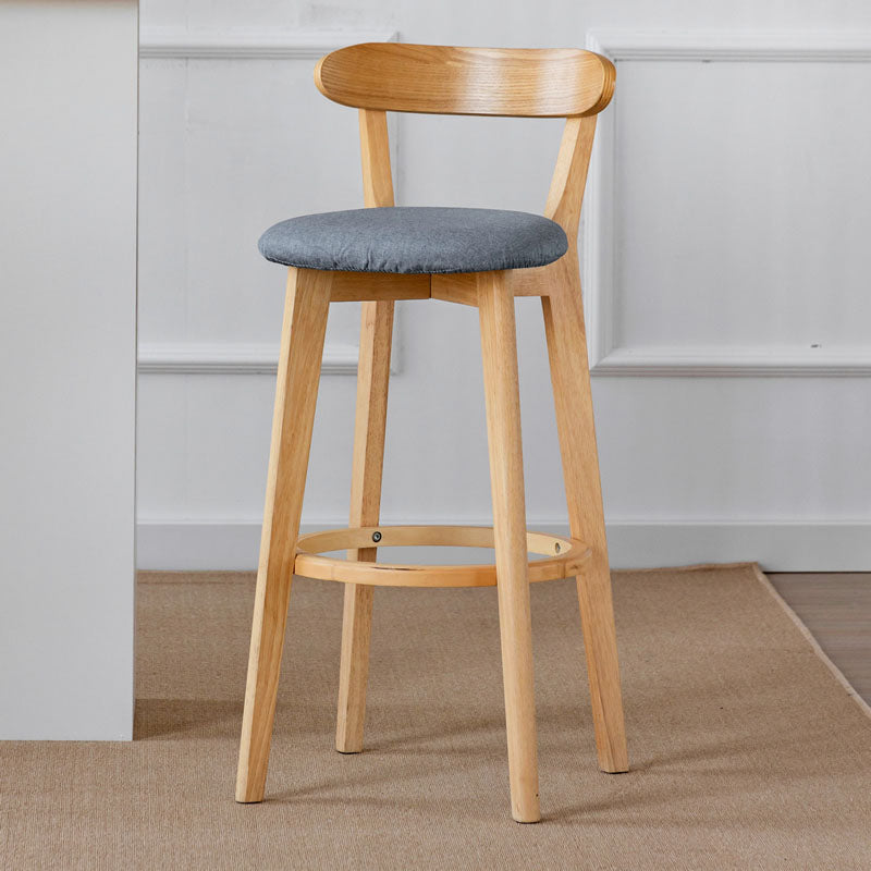 Nordic Solid Wood Bar Stools Upholstered Indoor Bar Stool with Natural Base Smoke Gray 1 Piece Clearhalo 'Bar Furniture' 'Bar Stools' 'bar_stools' 'furn' 'furn_bar_stools' 'Furniture' 'Kitchen & Dining Furniture' 7322057