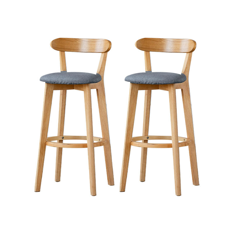 Nordic Solid Wood Bar Stools Upholstered Indoor Bar Stool with Natural Base Smoke Gray 2 Piece Set Clearhalo 'Bar Furniture' 'Bar Stools' 'bar_stools' 'furn' 'furn_bar_stools' 'Furniture' 'Kitchen & Dining Furniture' 7322058