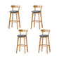 Nordic Solid Wood Bar Stools Upholstered Indoor Bar Stool with Natural Base Smoke Gray 4 Piece Set Clearhalo 'Bar Furniture' 'Bar Stools' 'bar_stools' 'furn' 'furn_bar_stools' 'Furniture' 'Kitchen & Dining Furniture' 7322059