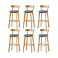 Nordic Solid Wood Bar Stools Upholstered Indoor Bar Stool with Natural Base Smoke Gray 6 Piece Set Clearhalo 'Bar Furniture' 'Bar Stools' 'bar_stools' 'furn' 'furn_bar_stools' 'Furniture' 'Kitchen & Dining Furniture' 7322060