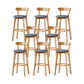 Nordic Solid Wood Bar Stools Upholstered Indoor Bar Stool with Natural Base Smoke Gray 8 Piece Set Clearhalo 'Bar Furniture' 'Bar Stools' 'bar_stools' 'furn' 'furn_bar_stools' 'Furniture' 'Kitchen & Dining Furniture' 7322061
