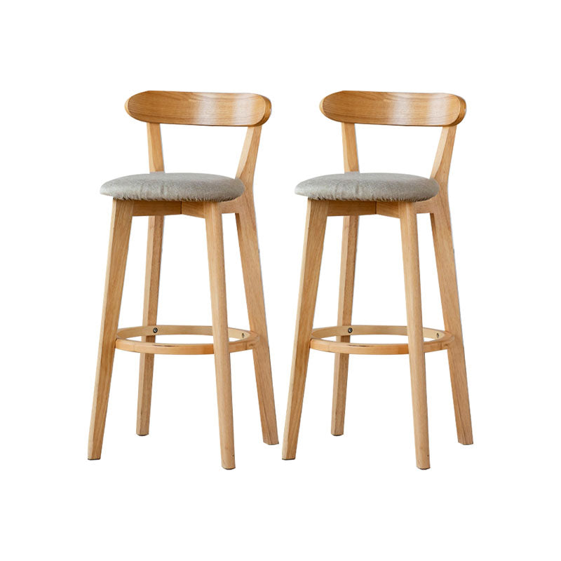 Nordic Solid Wood Bar Stools Upholstered Indoor Bar Stool with Natural Base Khaki 2 Piece Set Clearhalo 'Bar Furniture' 'Bar Stools' 'bar_stools' 'furn' 'furn_bar_stools' 'Furniture' 'Kitchen & Dining Furniture' 7322063