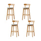 Nordic Solid Wood Bar Stools Upholstered Indoor Bar Stool with Natural Base Khaki 4 Piece Set Clearhalo 'Bar Furniture' 'Bar Stools' 'bar_stools' 'furn' 'furn_bar_stools' 'Furniture' 'Kitchen & Dining Furniture' 7322064