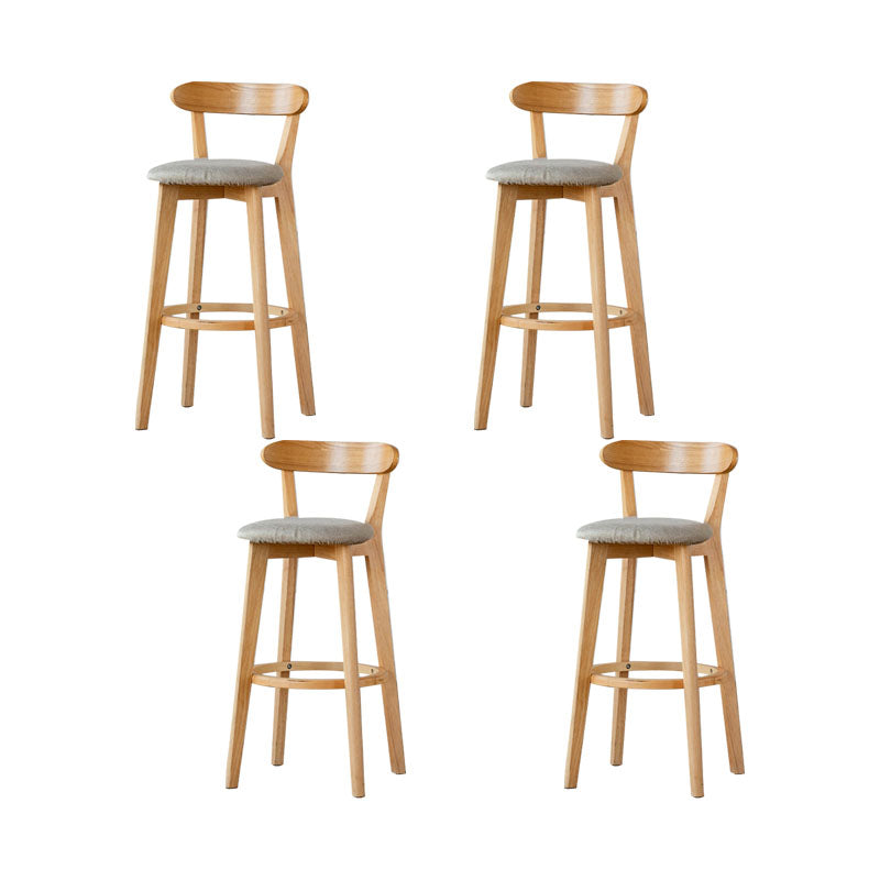 Nordic Solid Wood Bar Stools Upholstered Indoor Bar Stool with Natural Base Khaki 4 Piece Set Clearhalo 'Bar Furniture' 'Bar Stools' 'bar_stools' 'furn' 'furn_bar_stools' 'Furniture' 'Kitchen & Dining Furniture' 7322064