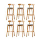 Nordic Solid Wood Bar Stools Upholstered Indoor Bar Stool with Natural Base Khaki 6 Piece Set Clearhalo 'Bar Furniture' 'Bar Stools' 'bar_stools' 'furn' 'furn_bar_stools' 'Furniture' 'Kitchen & Dining Furniture' 7322065