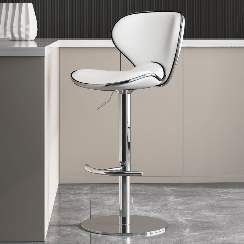 Taburetes de barra tapizados de estilo glamoroso taburete de barra de altura ajustable con base cromada