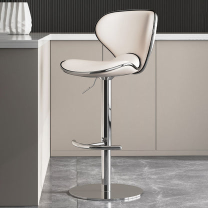 Taburetes de barra tapizados de estilo glamoroso taburete de barra de altura ajustable con base cromada
