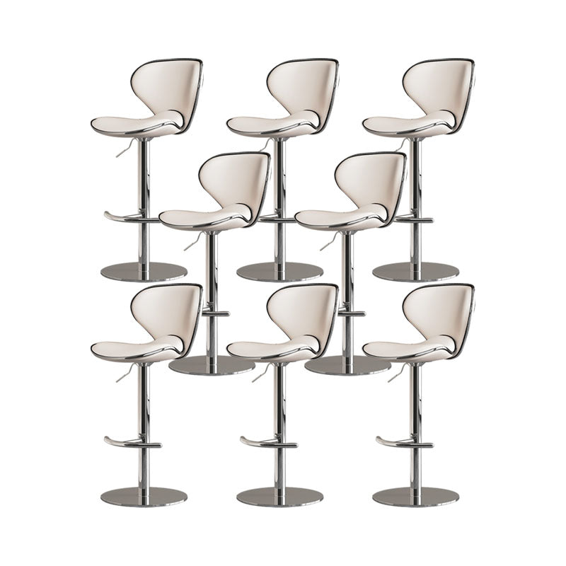 Taburetes de barra tapizados de estilo glamoroso taburete de barra de altura ajustable con base cromada