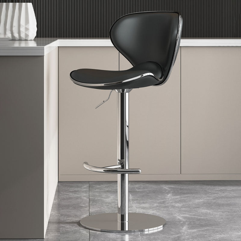Taburetes de barra tapizados de estilo glamoroso taburete de barra de altura ajustable con base cromada