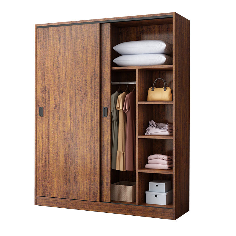 Solid Wood Frame Wardrobe Freestanding Wardrobe with Sliding Doors