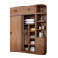Solid Wood Frame Wardrobe Freestanding Wardrobe with Sliding Doors