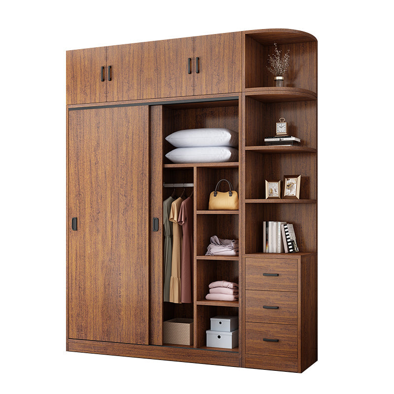 Solid Wood Frame Wardrobe Freestanding Wardrobe with Sliding Doors
