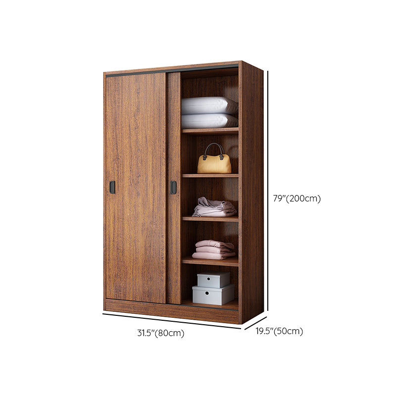 Solid Wood Frame Wardrobe Freestanding Wardrobe with Sliding Doors
