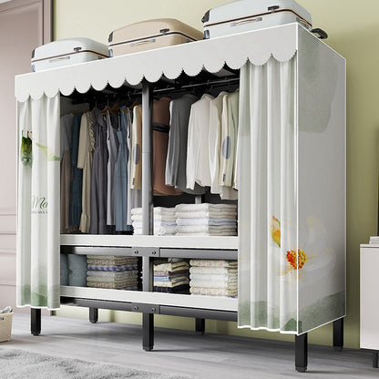 Metal Frame Freestanding Wardrobe Foldable Wardrobe with Garment Rod