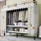 Metal Frame Freestanding Wardrobe Foldable Wardrobe with Garment Rod