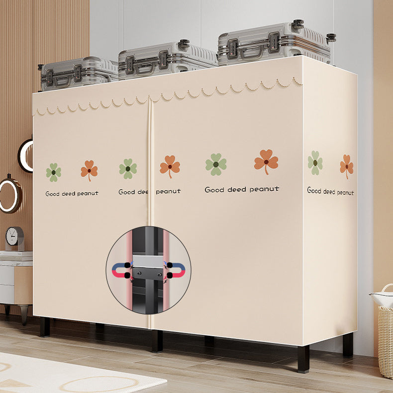 Metal Frame Freestanding Wardrobe Foldable Wardrobe with Garment Rod