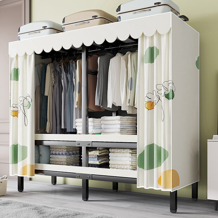 Metal Frame Freestanding Wardrobe Foldable Wardrobe with Garment Rod