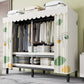 Metal Frame Freestanding Wardrobe Foldable Wardrobe with Garment Rod