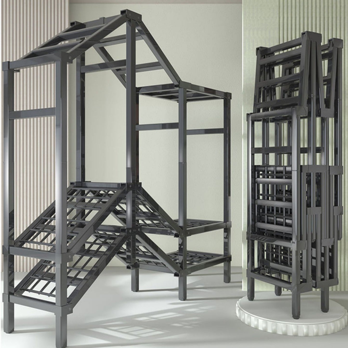 Metal Frame Freestanding Wardrobe Foldable Wardrobe with Garment Rod