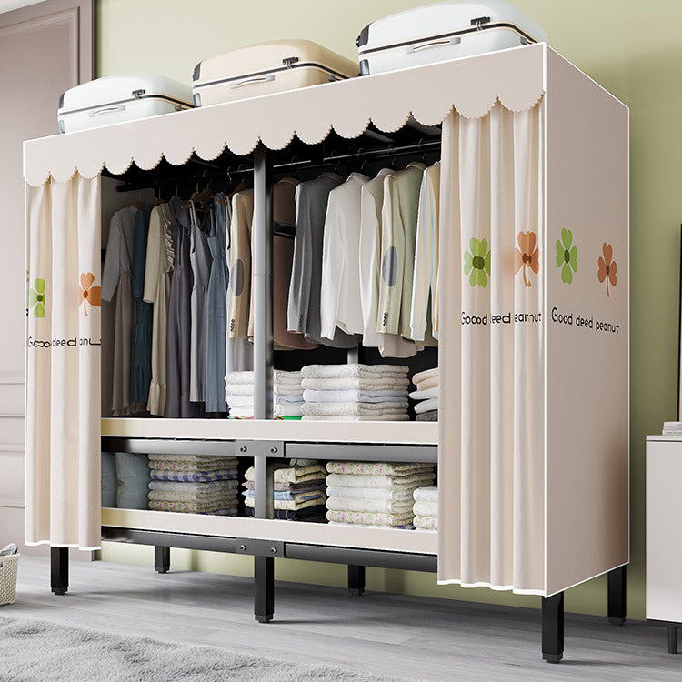 Metal Frame Freestanding Wardrobe Foldable Wardrobe with Garment Rod