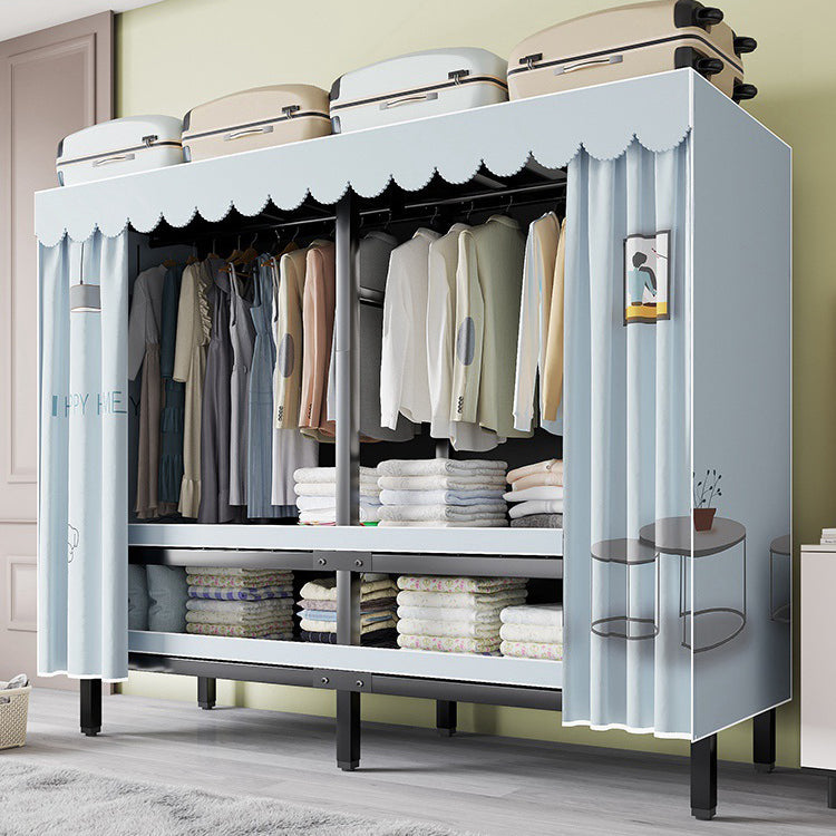 Metal Frame Freestanding Wardrobe Foldable Wardrobe with Garment Rod