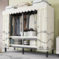 Metal Frame Freestanding Wardrobe Foldable Wardrobe with Garment Rod