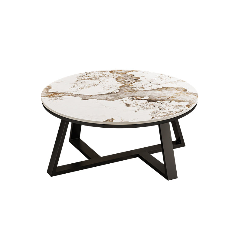 Round Coffee Table Cross Legs Coffee Table Set with Metal Legs Black Clearhalo 'Coffee & Accent Tables' 'Coffee Tables' 'coffee_tables' 'furn' 'furn_coffee_tables' 'Furniture' 'Living Room Furniture' 7322754