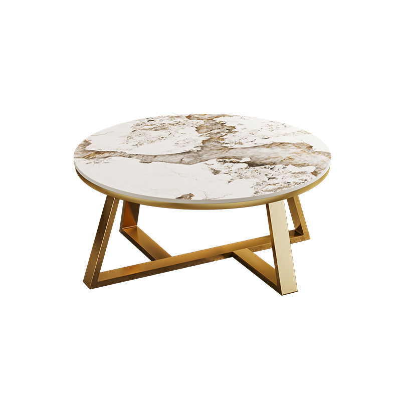 Round Coffee Table Cross Legs Coffee Table Set with Metal Legs Gold Clearhalo 'Coffee & Accent Tables' 'Coffee Tables' 'coffee_tables' 'furn' 'furn_coffee_tables' 'Furniture' 'Living Room Furniture' 7322756
