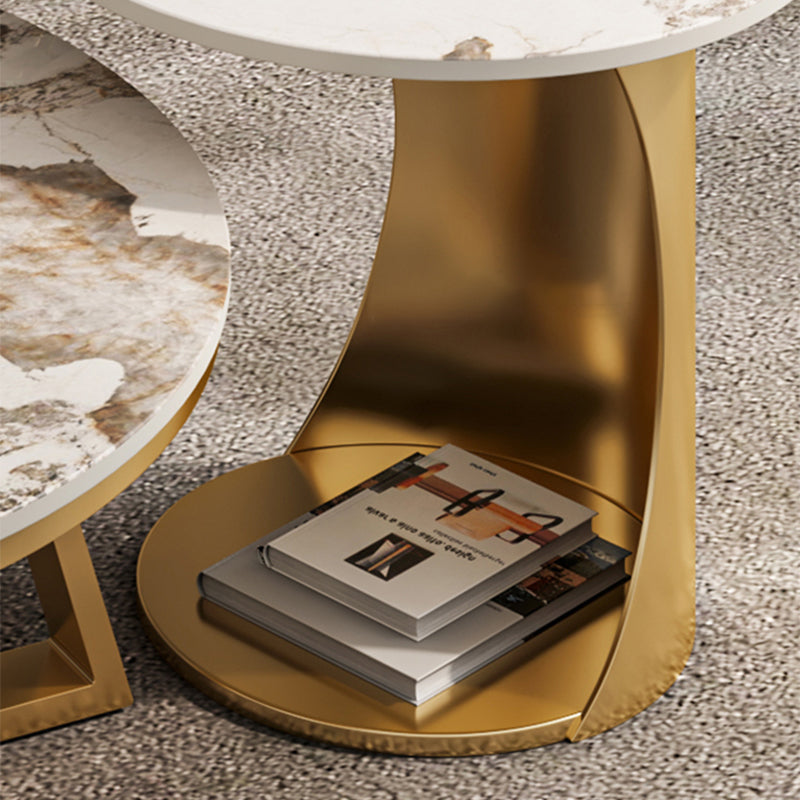 Round Coffee Table Cross Legs Coffee Table Set with Metal Legs Clearhalo 'Coffee & Accent Tables' 'Coffee Tables' 'coffee_tables' 'furn' 'furn_coffee_tables' 'Furniture' 'Living Room Furniture' 7322760